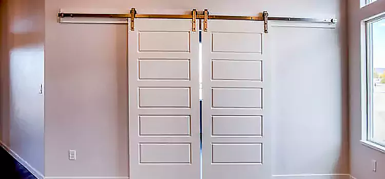 Glass Barn Door with Installation Hardware Kit Alabaster